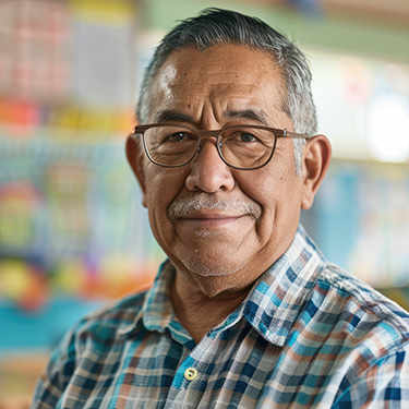 Hispanic man in classroom