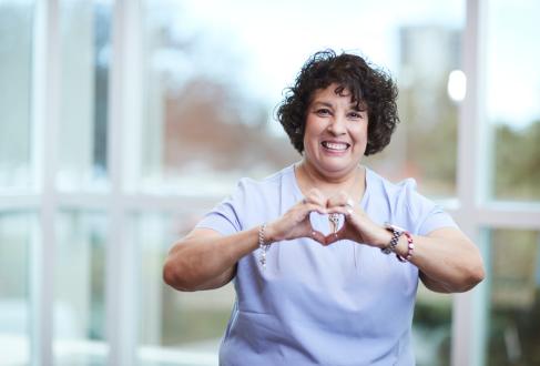 Cancer patient Yvonne Martinez smiles after beating cancer