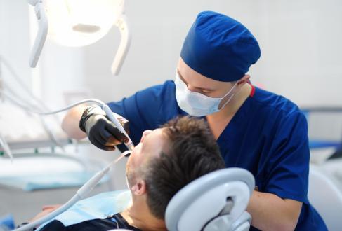 Male patient at dental exam